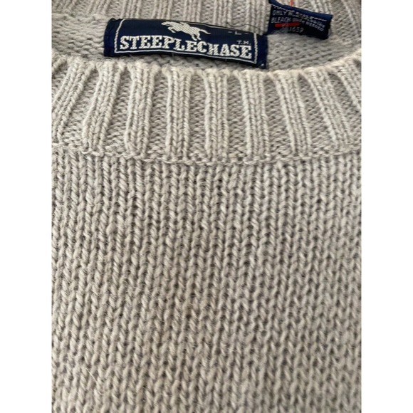 NEW Steeplechase Women’s Wool Knit Rib Crewneck Sweater Large Gray Ralph Lauren - Picture 3 of 5